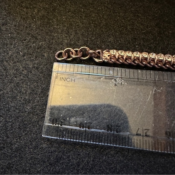 Stella & Dot vintage copper cup chain bracelet with pink rhinestones - Picture 4 of 10